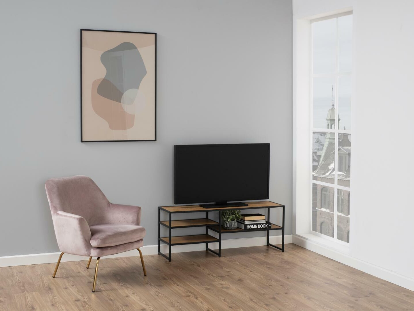 Mueble TV Norsica Sevferi 135 (Roble salvaje + Negro)