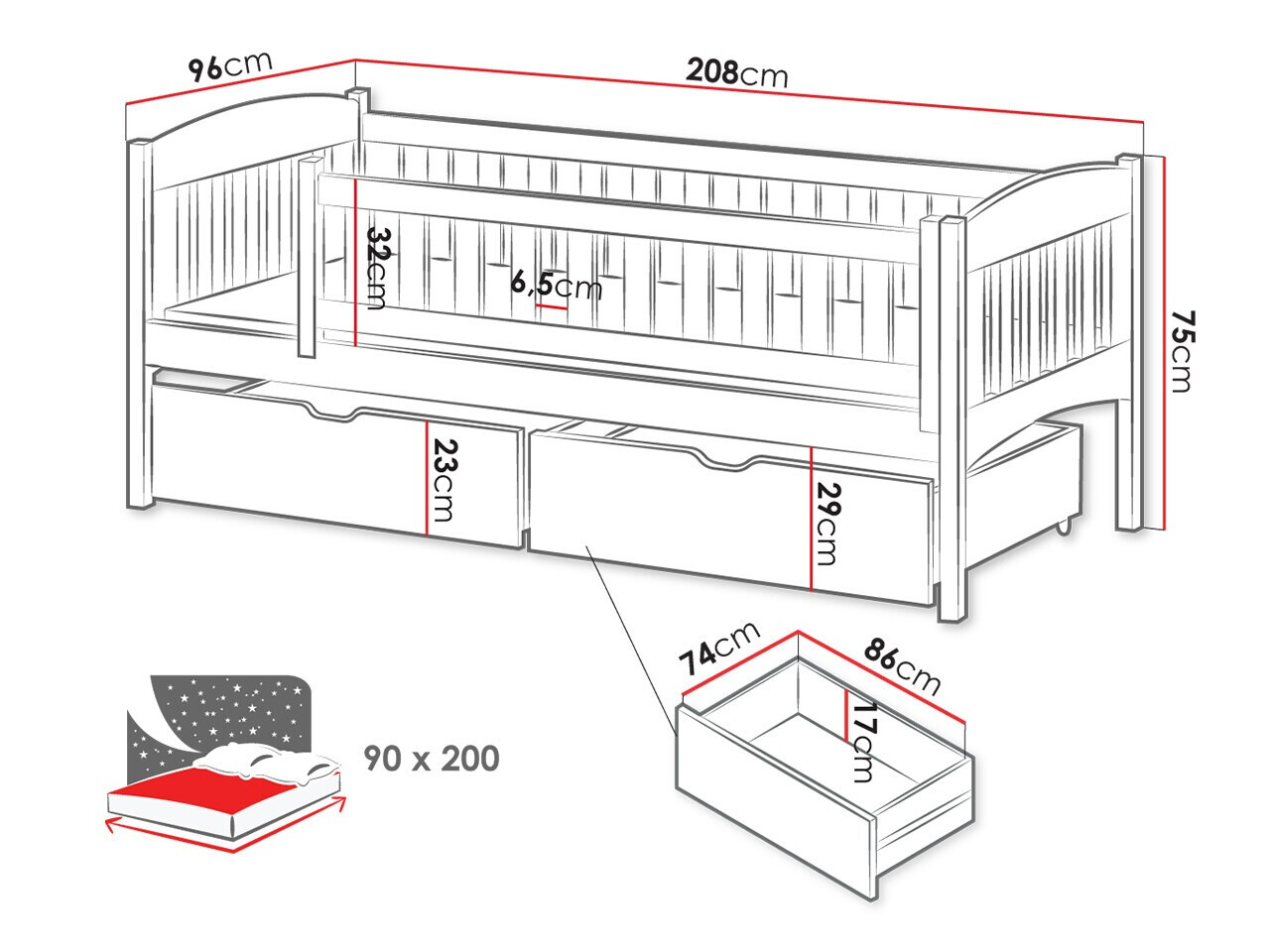 Cama Vista 112 (Blanco)