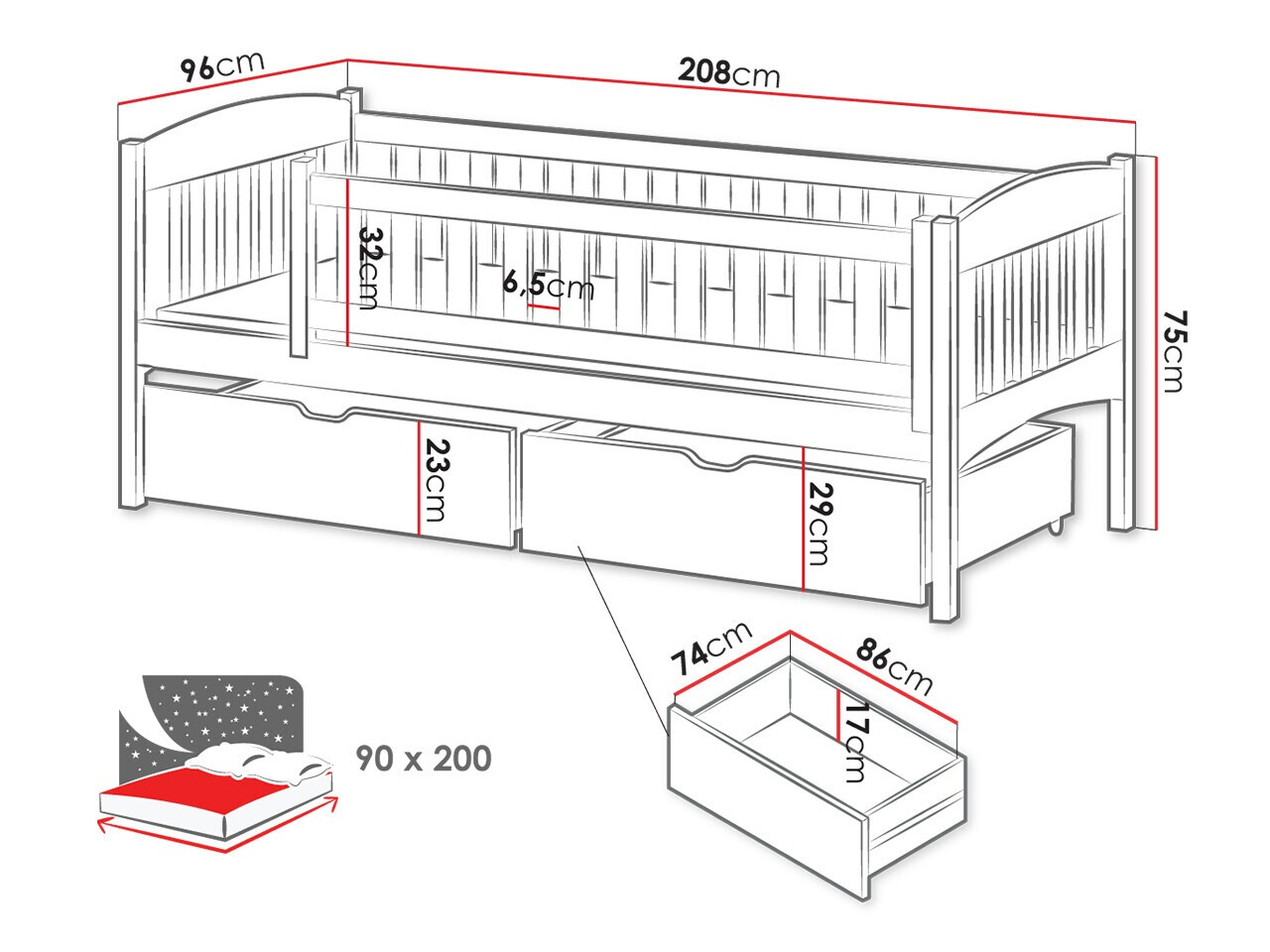 Cama Vista 112 (Gris)