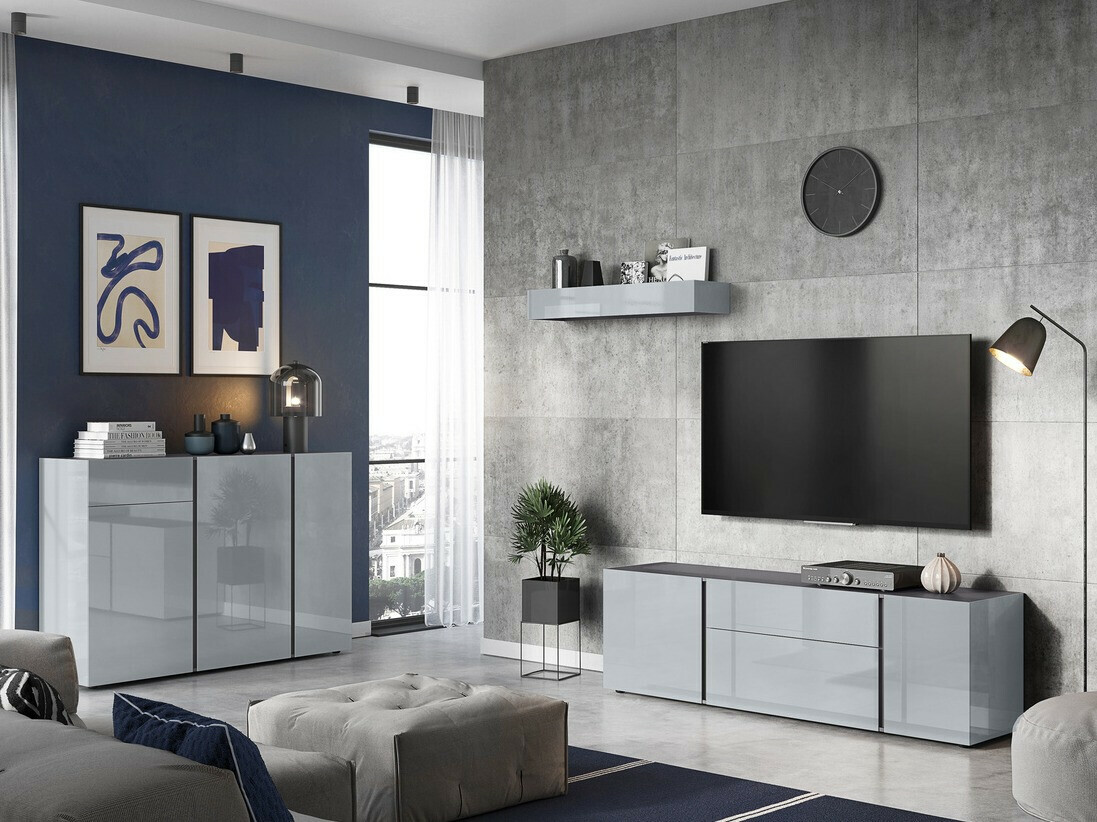 Cómoda Sacramento 291 (Gris brillante + Grafito)