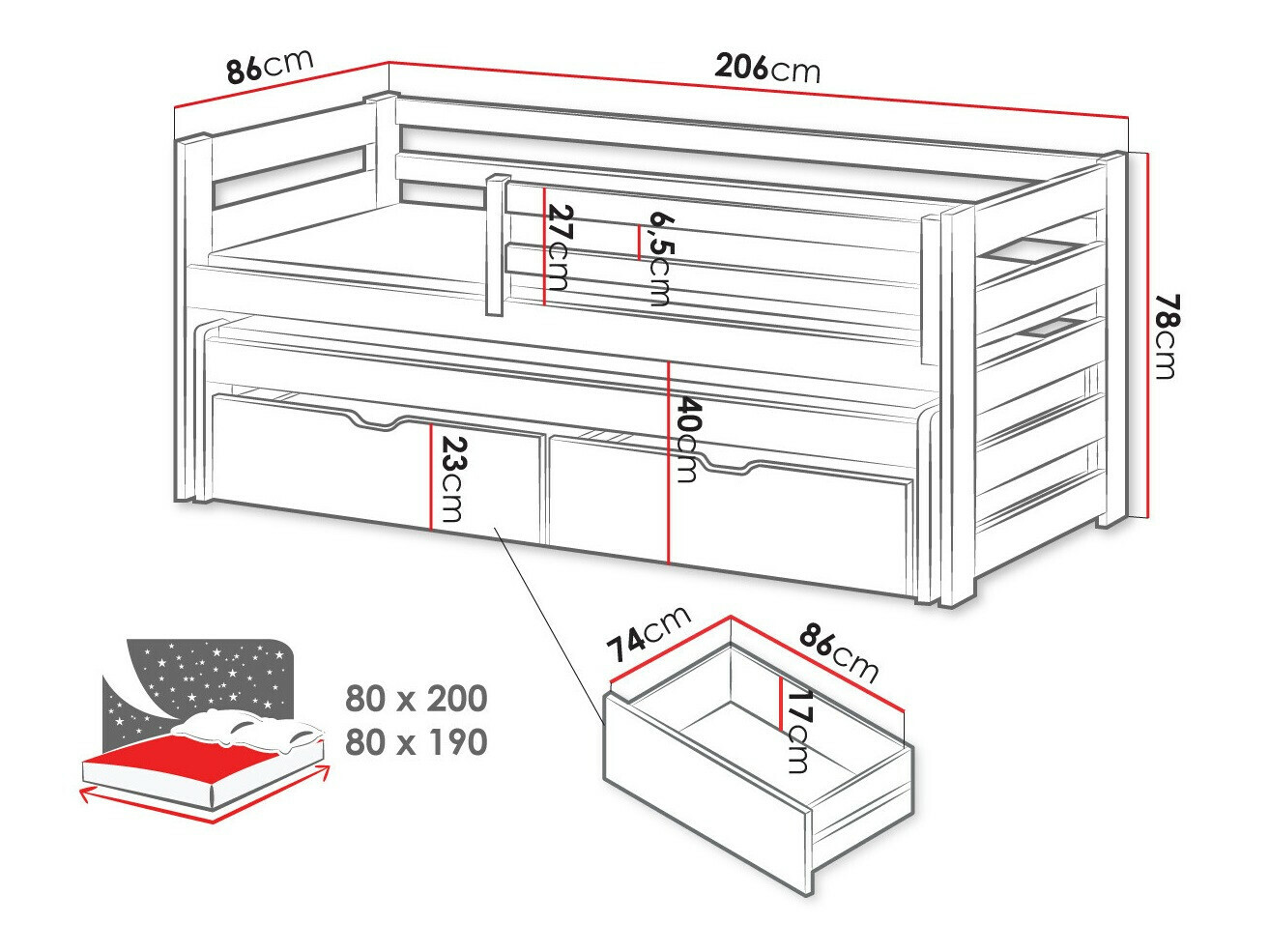 Cama Vista 113 (Pino)