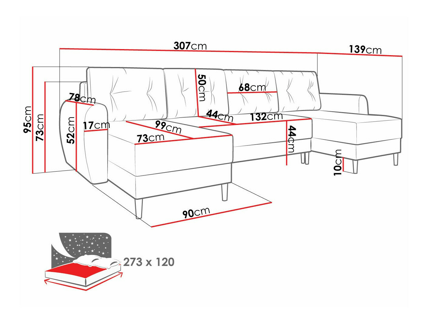 Sofá rinconero Memphis 140 (Poso 100)