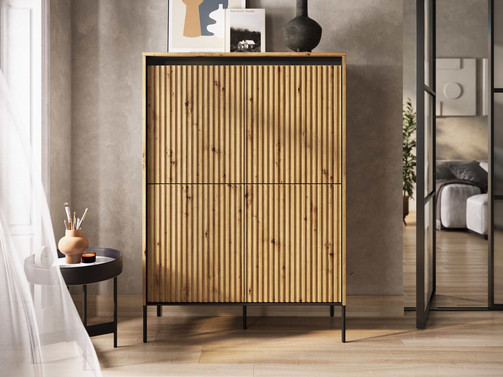 Aparador Fernolu 102 (Roble Artisan + Negro)