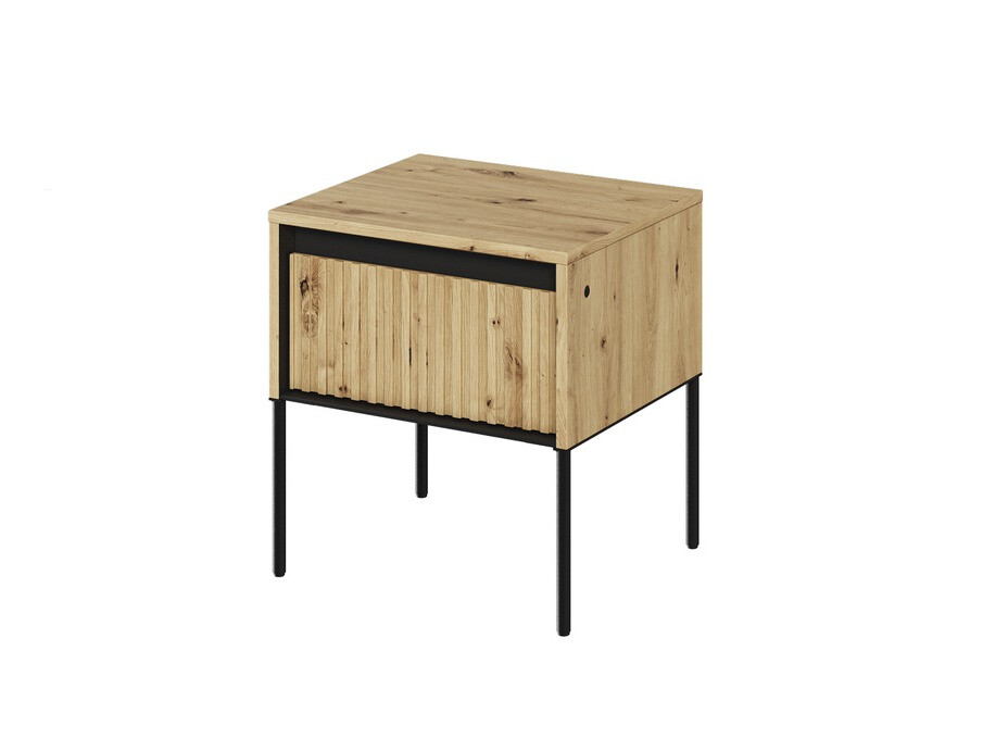 Mesilla de noche Fernolu 111 (Roble Artisan + Negro)