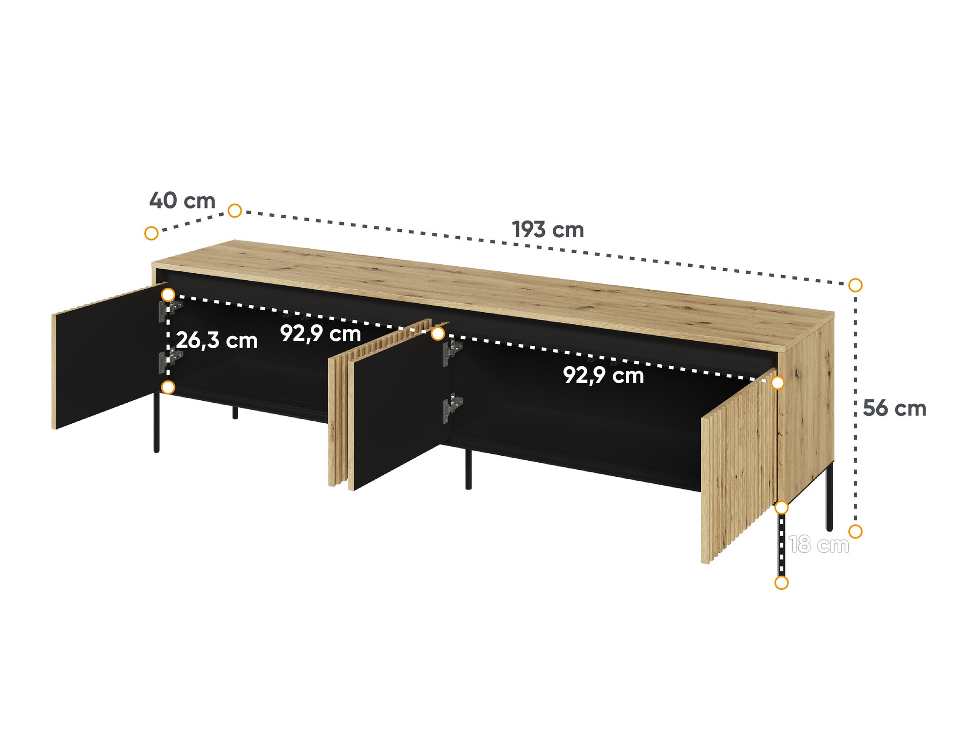 Mueble TV Fernolu 105 (Roble Artisan + Negro)