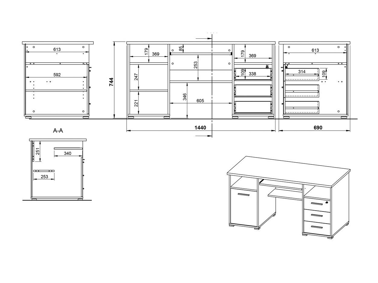 Mesa de oficina Sacramento 106 (Antracita)