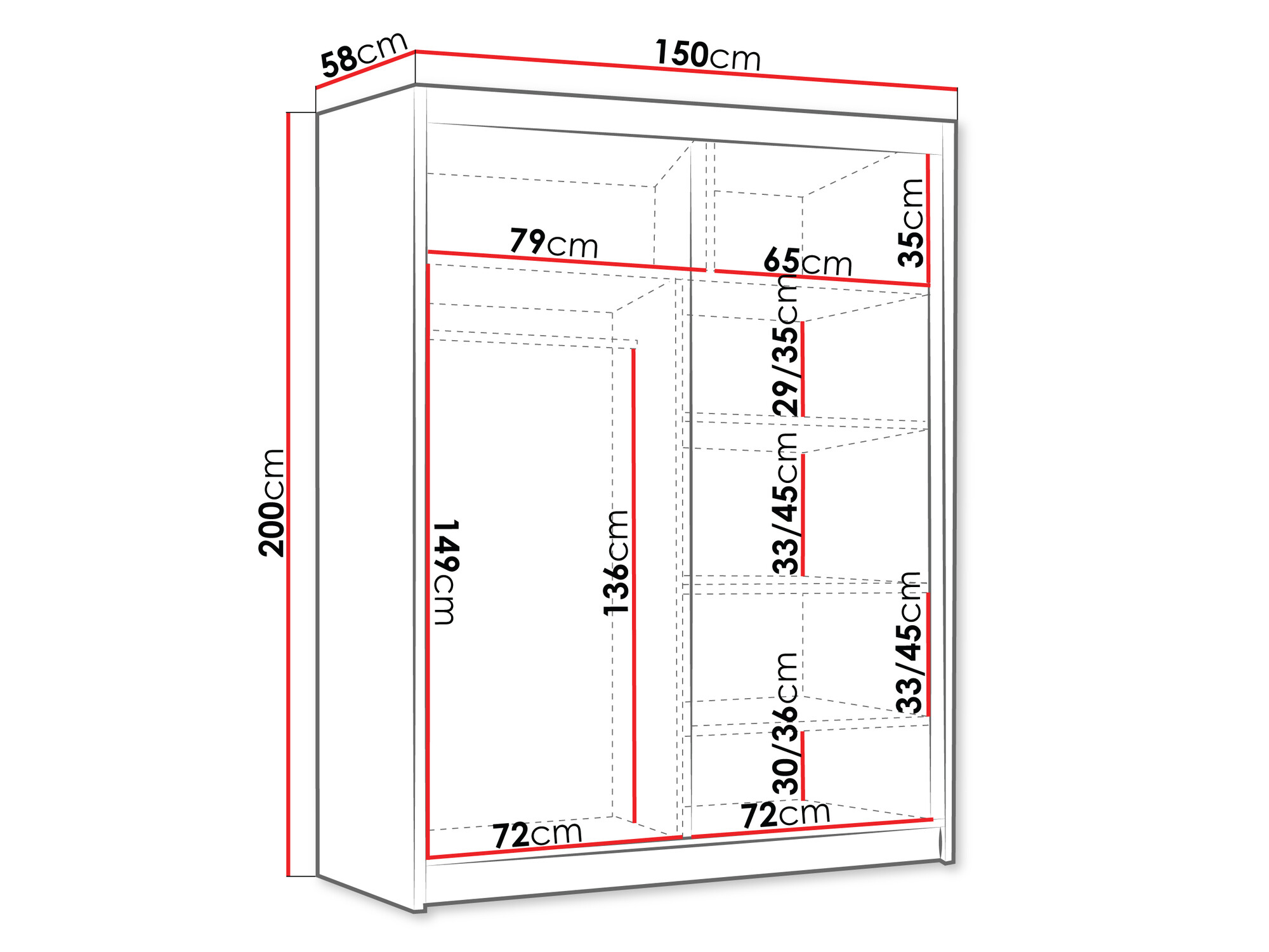 Armario Closico 187 (Negro +Blanco)