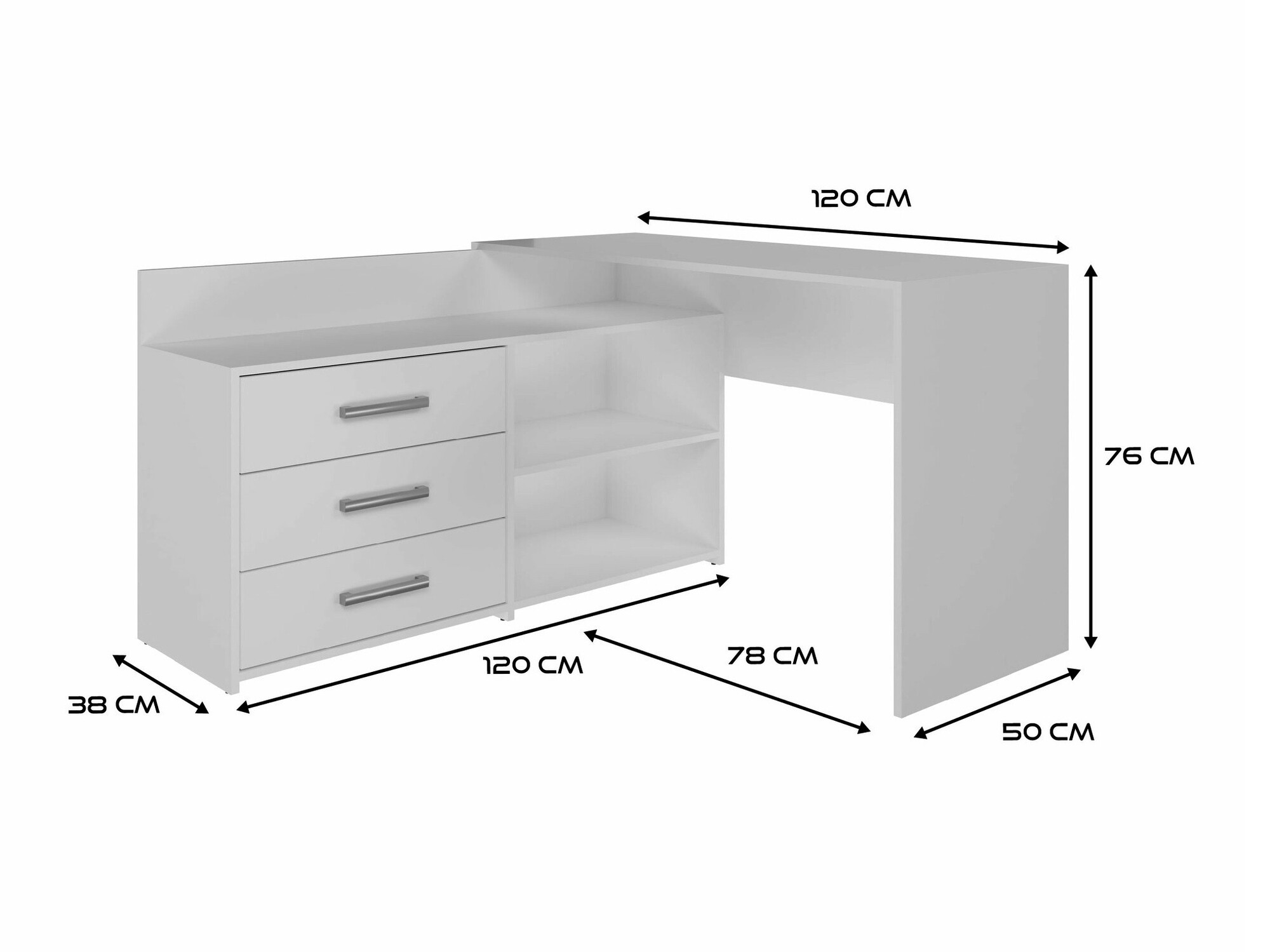 Mesa de ordenador esquinera Mandeville 131 (Mate blanco)