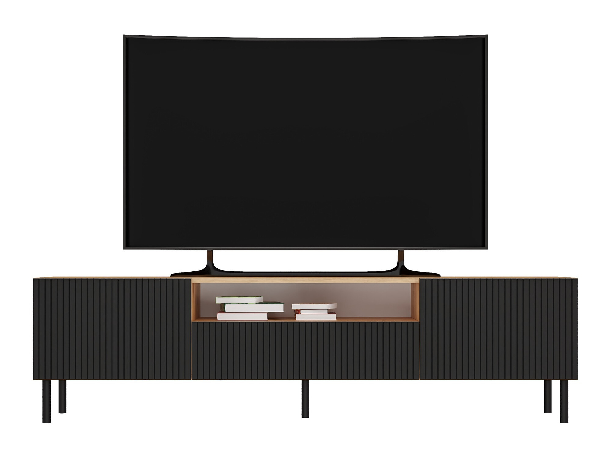 Mueble TV Romseru 105 (Negro + Roble Artisan)