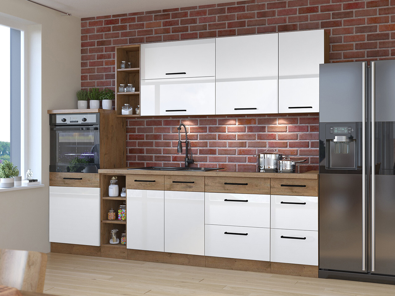 Conjunto de cocina modular Wood White 136