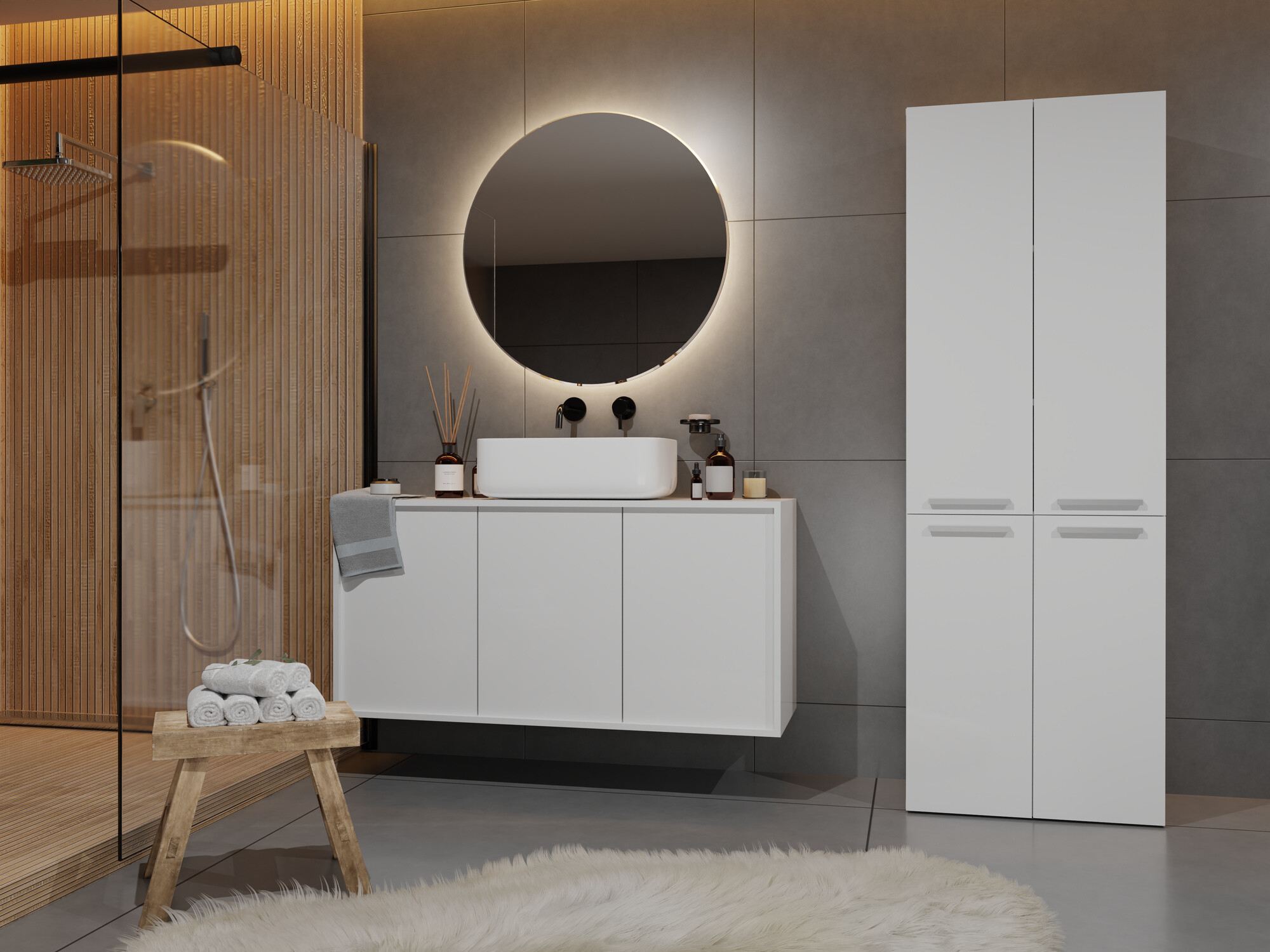 Armario de pie para baño Nolmaru 100 (Blanco)