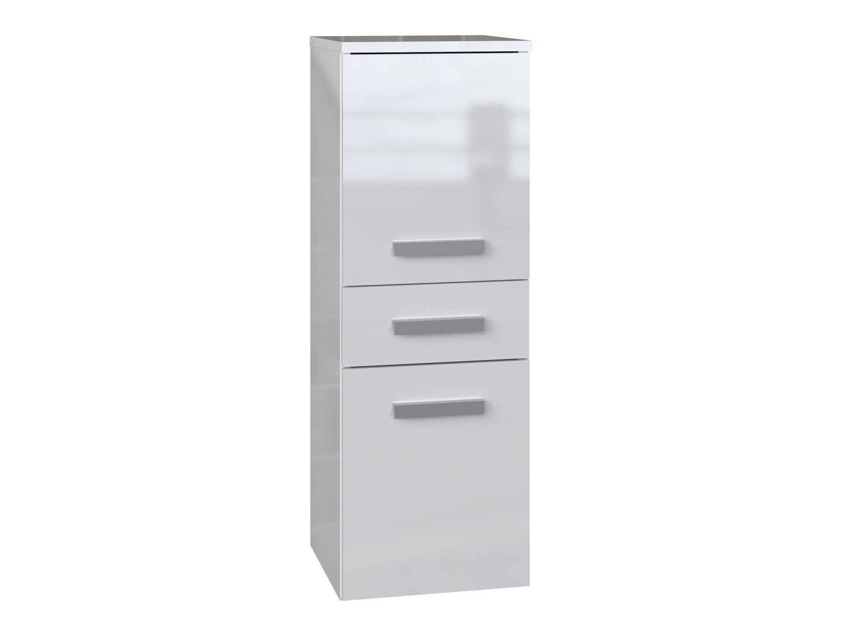 Armario de pie para baño Nolmaru 108 (Blanco + Blanco brillante)