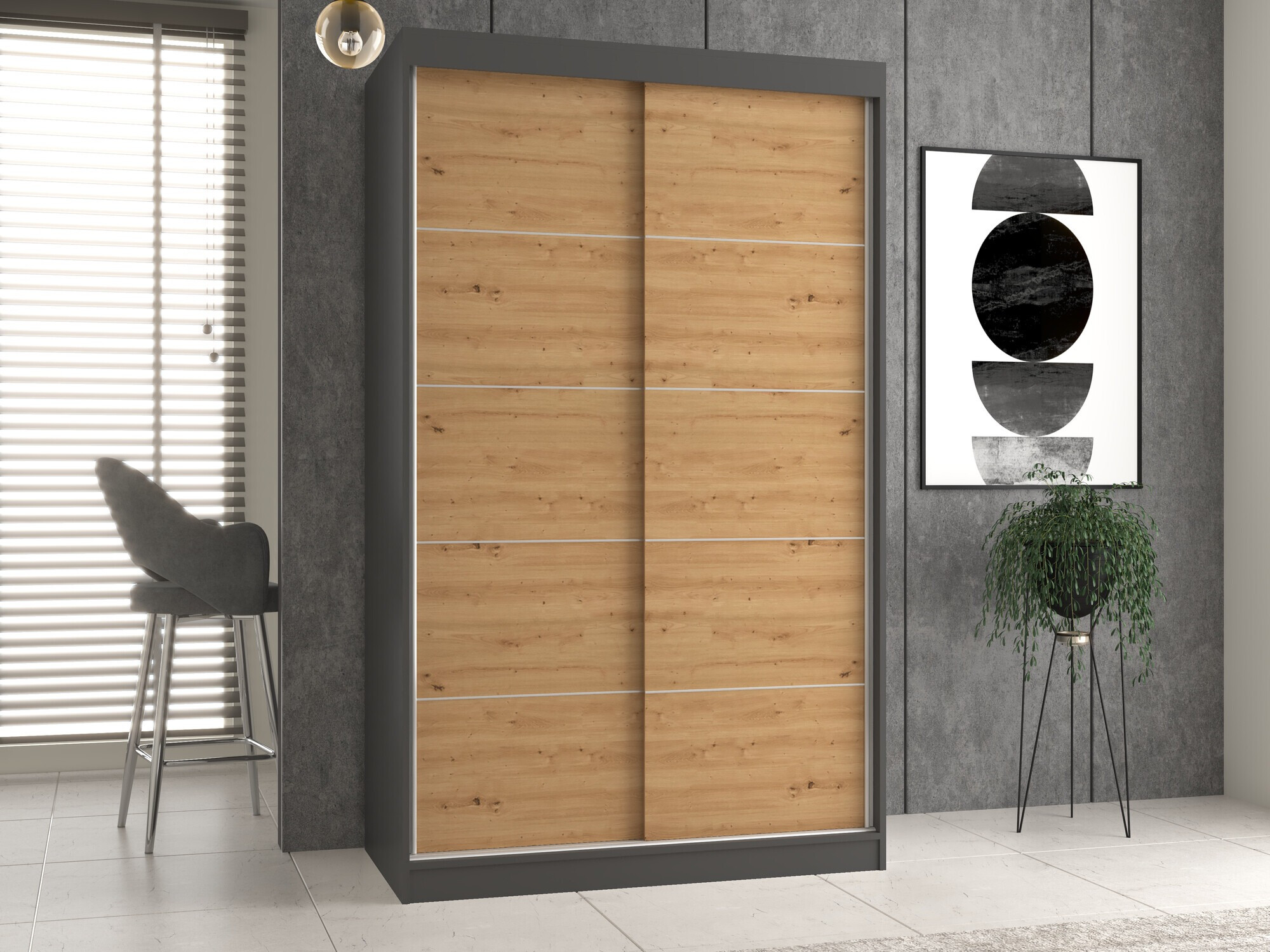 Armario Mandeville 164 (Antracita + Roble Artisan)