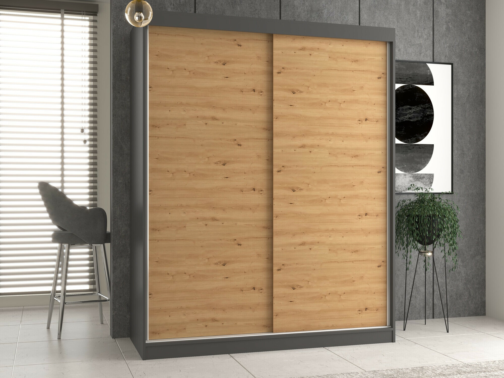 Armario Mandeville 167 (Antracita + Roble Artisan)
