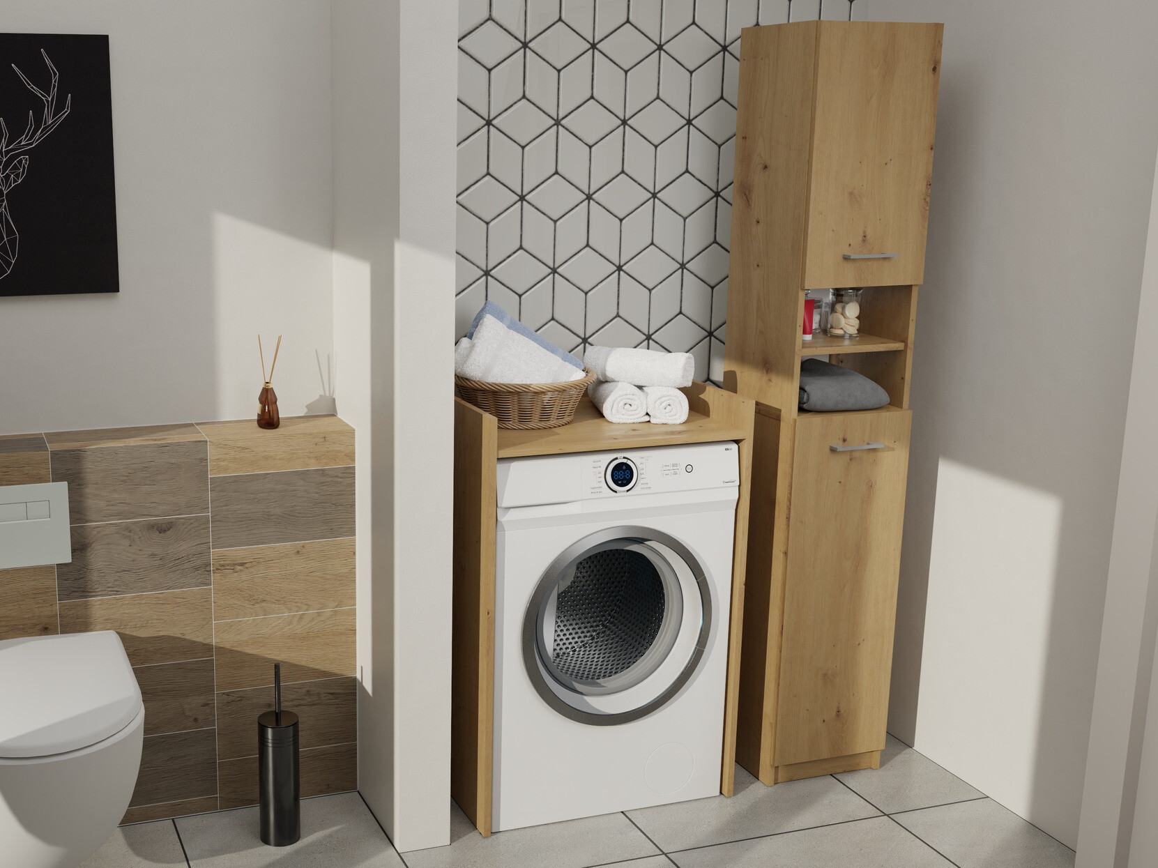 Armario de pie para baño Balelbo 102 (Roble Artisan)