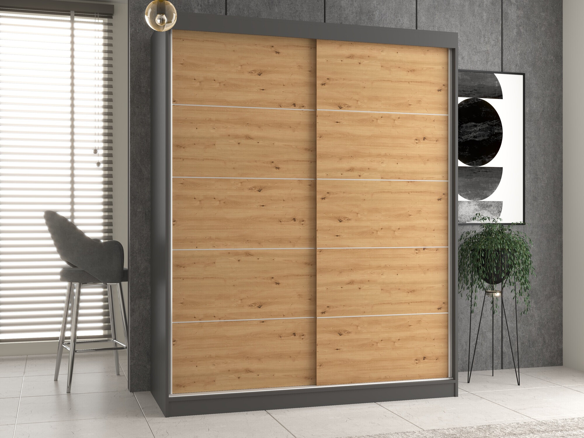 Armario Mandeville 177 (Antracita + Roble Artisan)