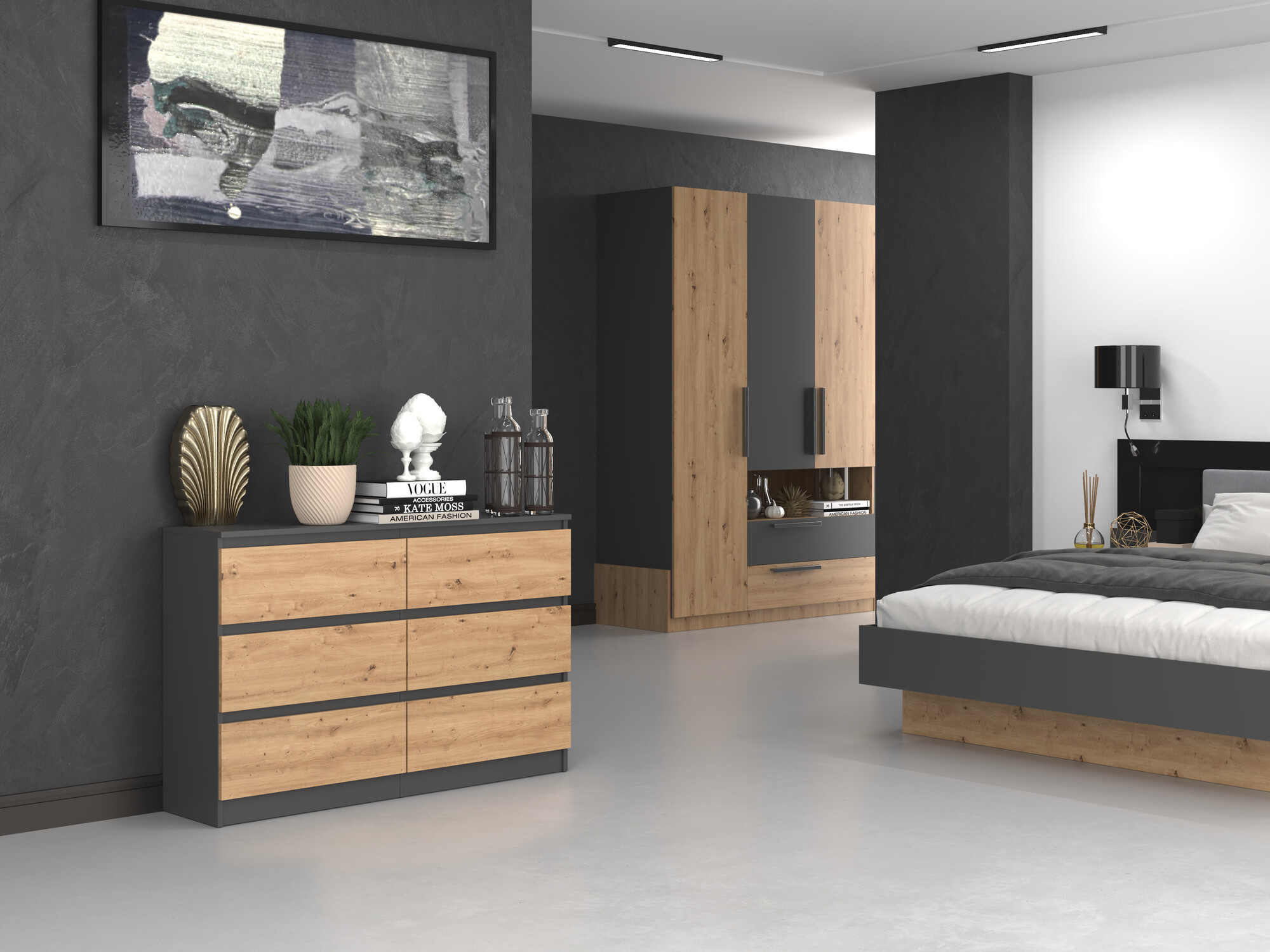 Cómoda Elbvelu 103 (Antracita + Roble Artisan)