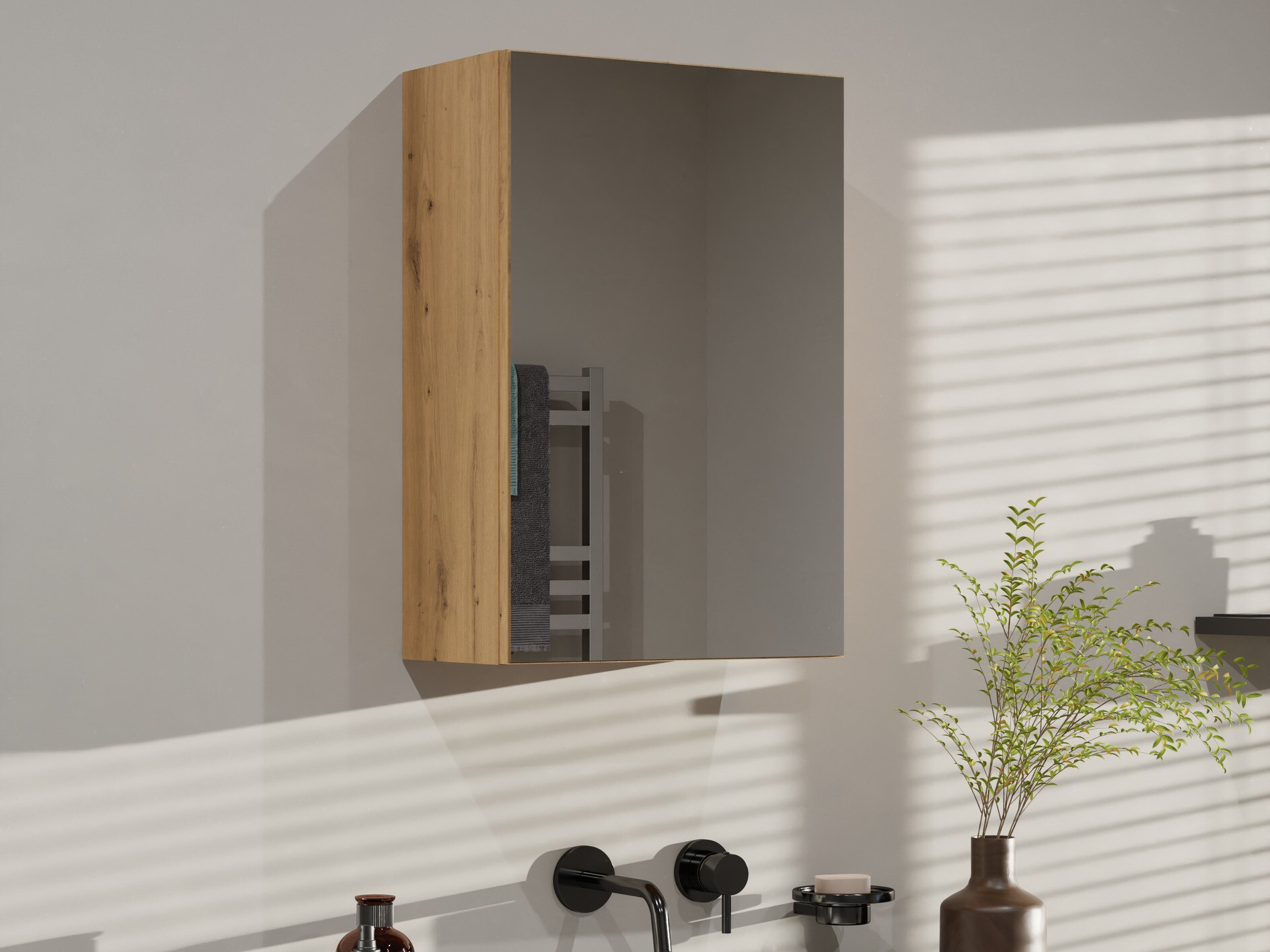 Mueble con espejo para baño Balelbo 100 (Roble Artisan)