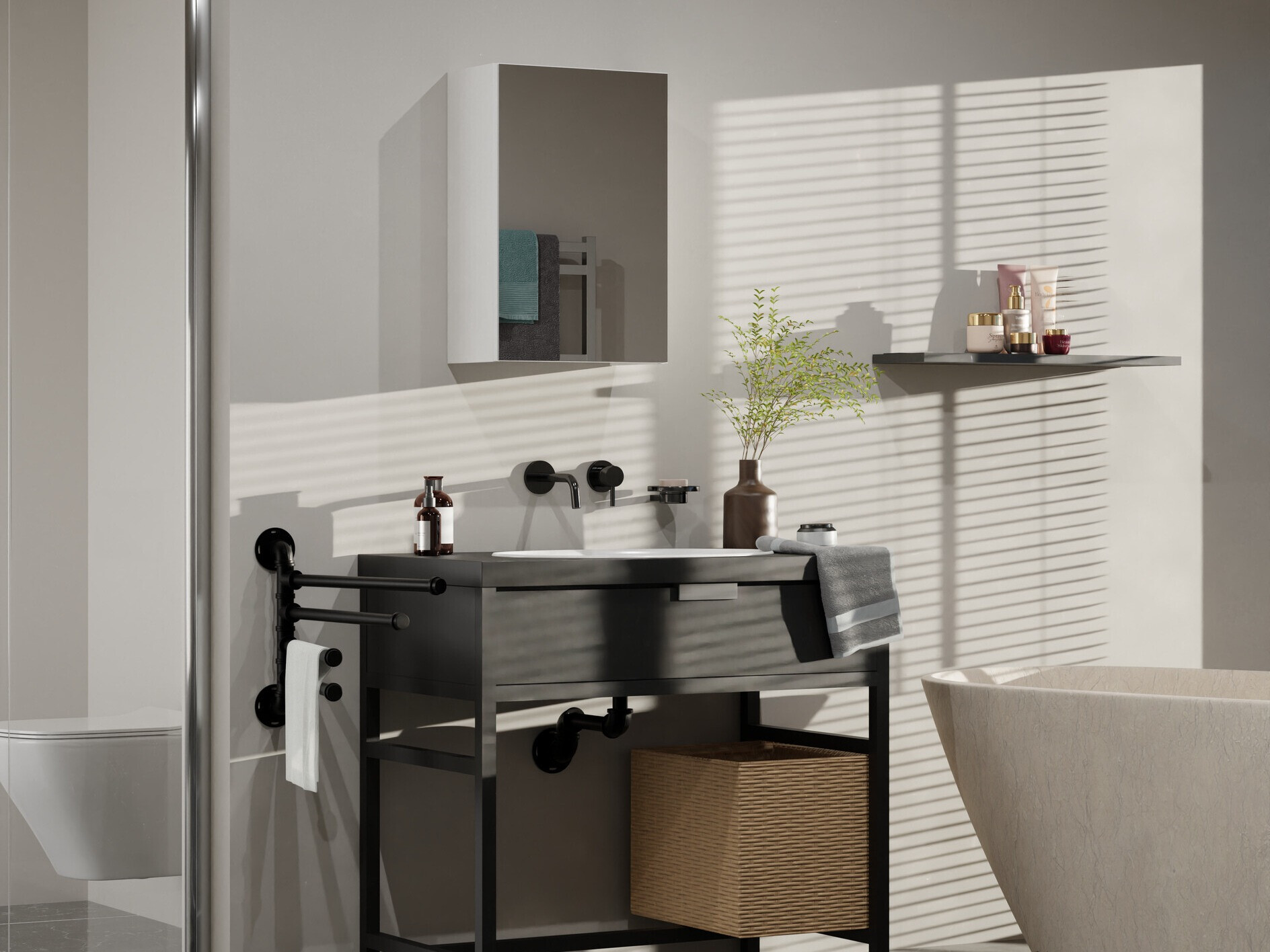 Mueble para baño con espejo Balelbo 100 (Blanco)