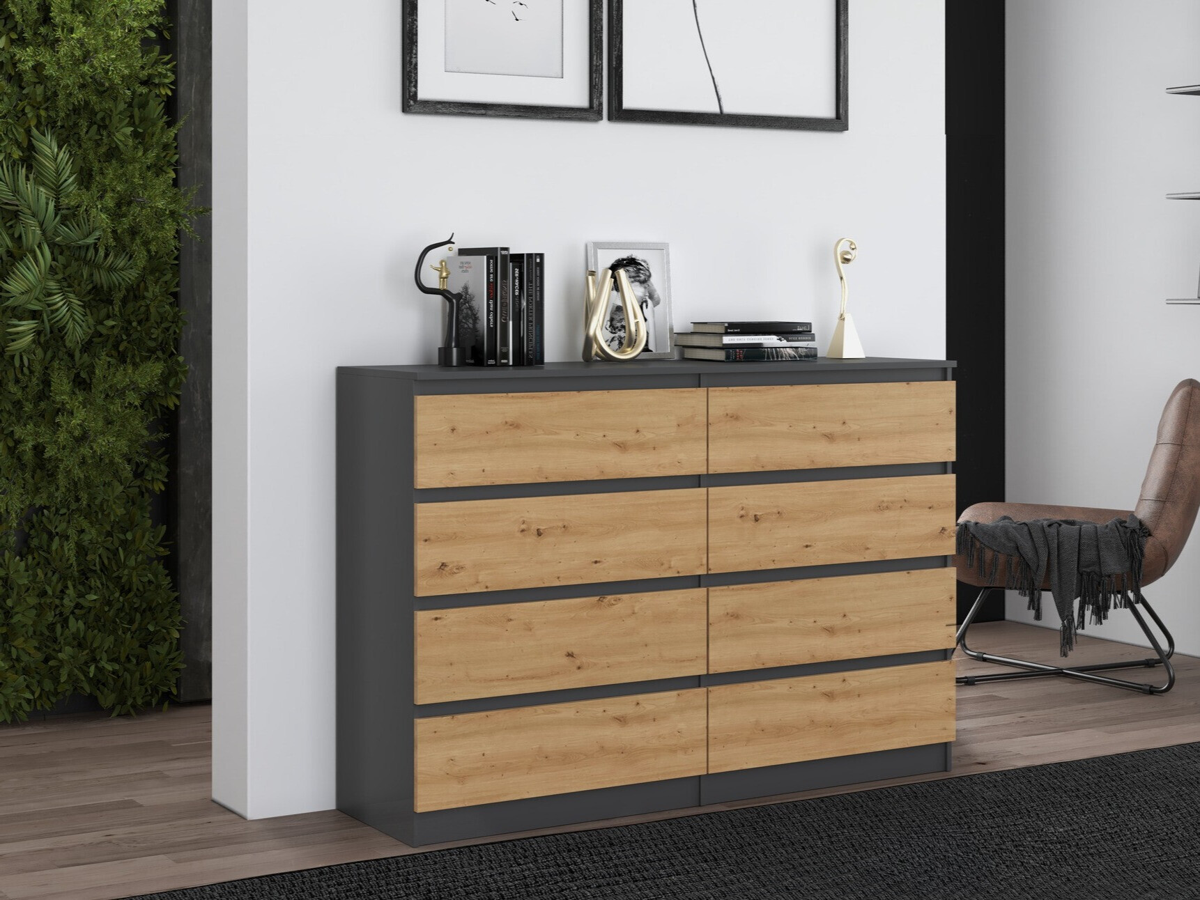 Cómoda Elbvelu 100 (Antracita + Roble Artisan)