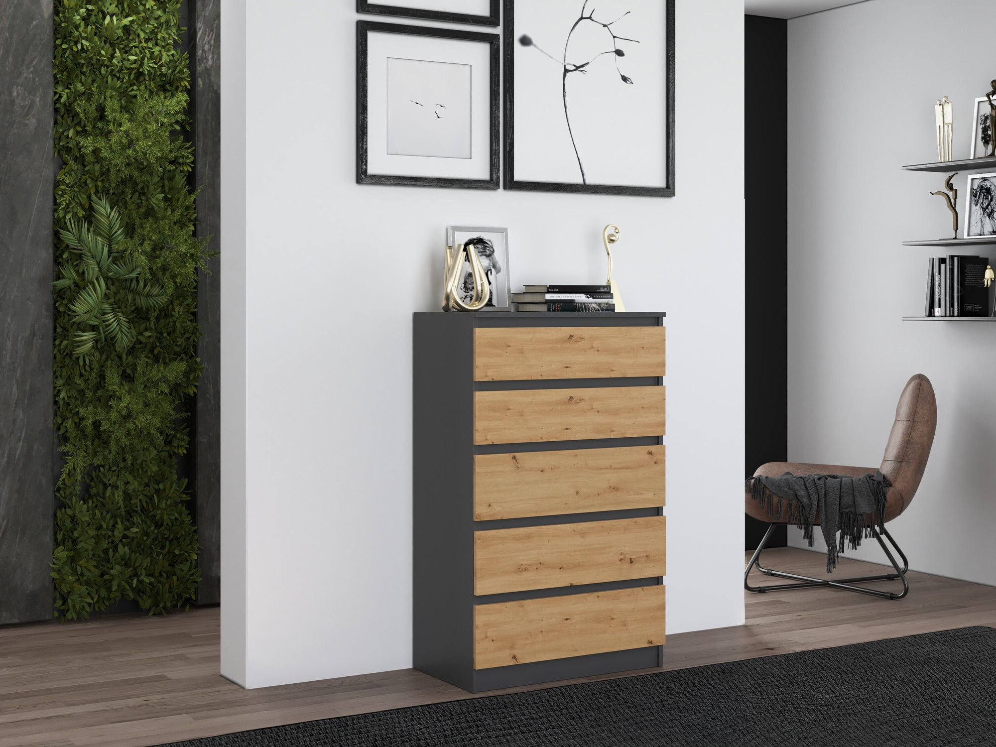 Cómoda Elbvelu 104 (Antracita + Roble Artisan)