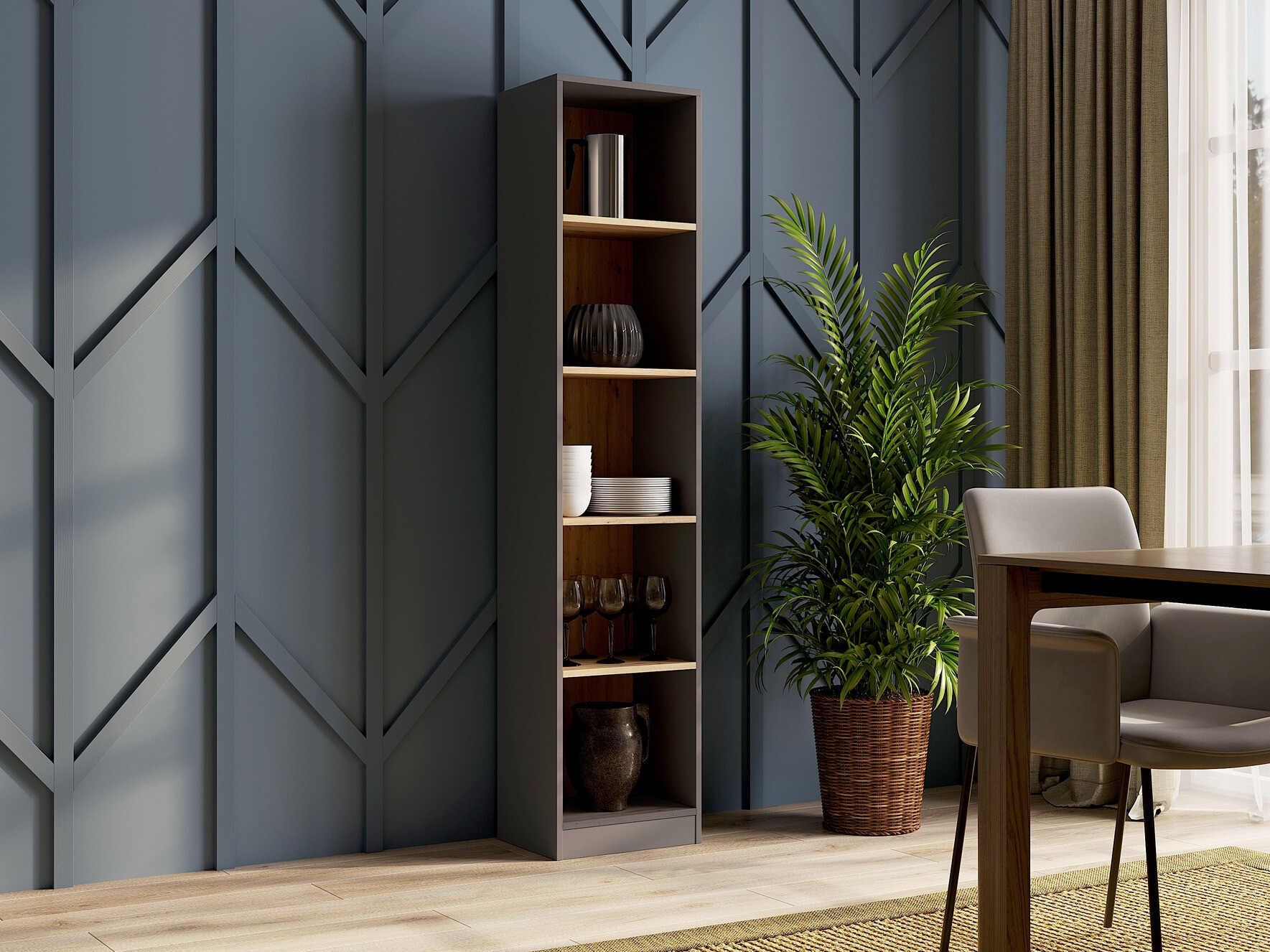 Estantería Mandeville 183 (Antracita + Roble Artisan)