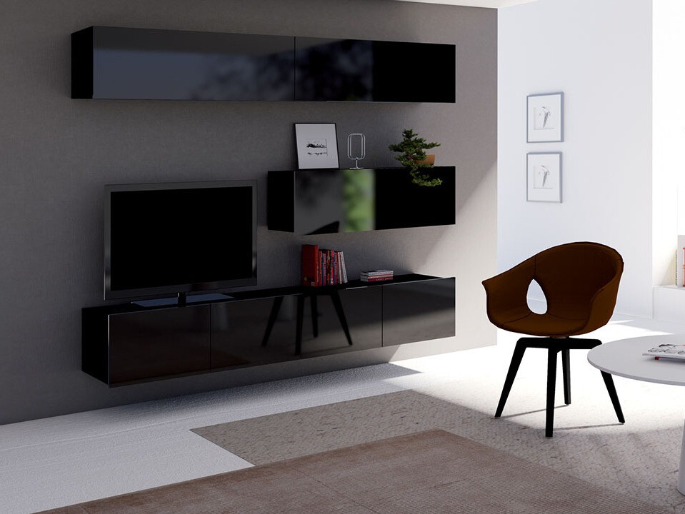 Conjunto de salón Tivdalu 112 (Negro + Negro brillante)