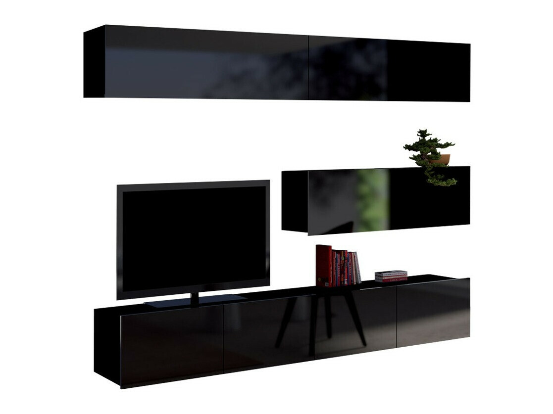 Conjunto de salón Tivdalu 112 (Negro + Negro brillante)