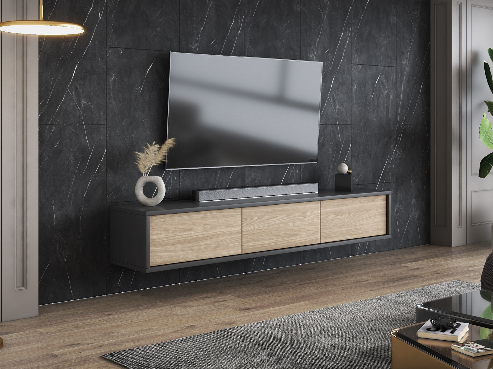 Mueble TV Austin 324 (Antracita + Roble)