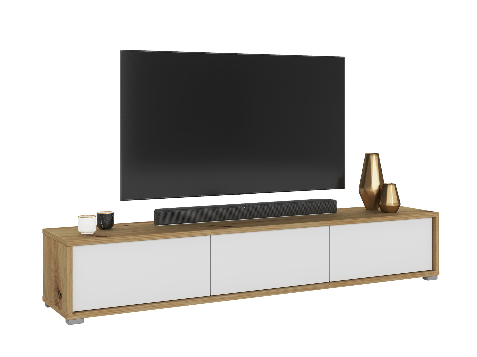 Mueble TV Austin 324 (Roble Artisan + Blanco)