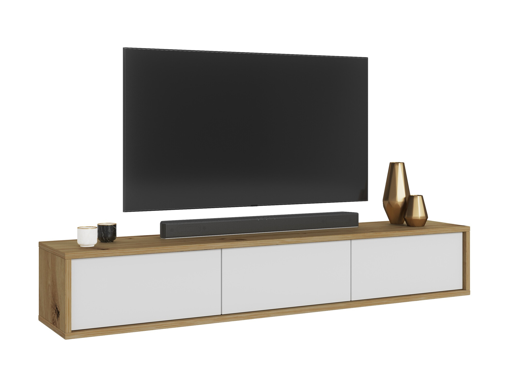 Mueble TV Austin 324 (Roble Artisan + Blanco)