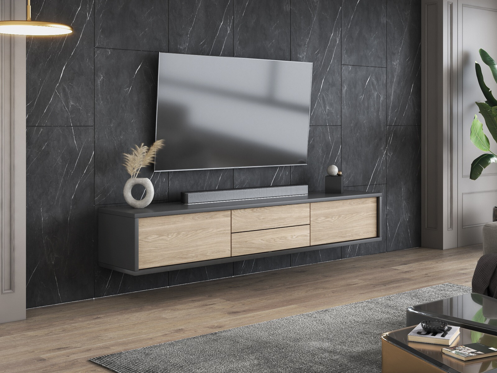 Mueble TV Austin 325 (Antracita + Roble)