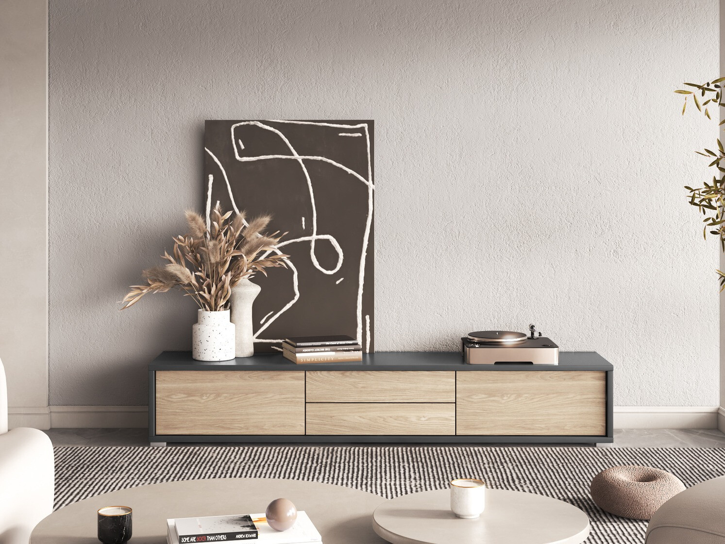 Mueble TV Austin 325 (Antracita + Roble)