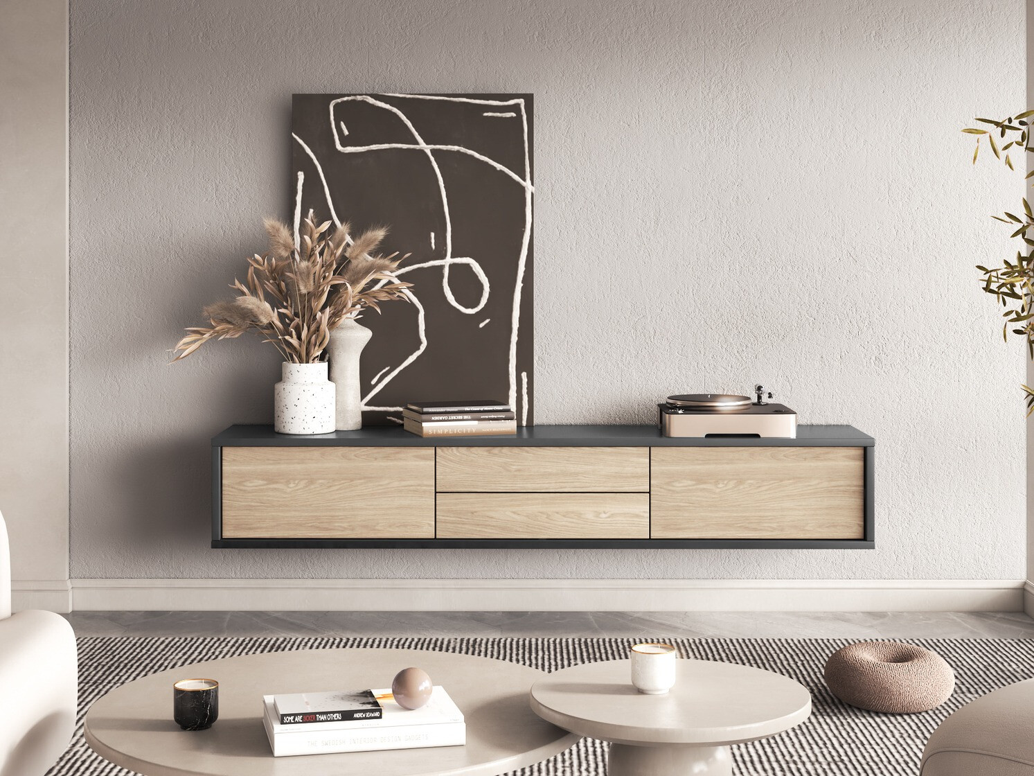 Mueble TV Austin 325 (Antracita + Roble)