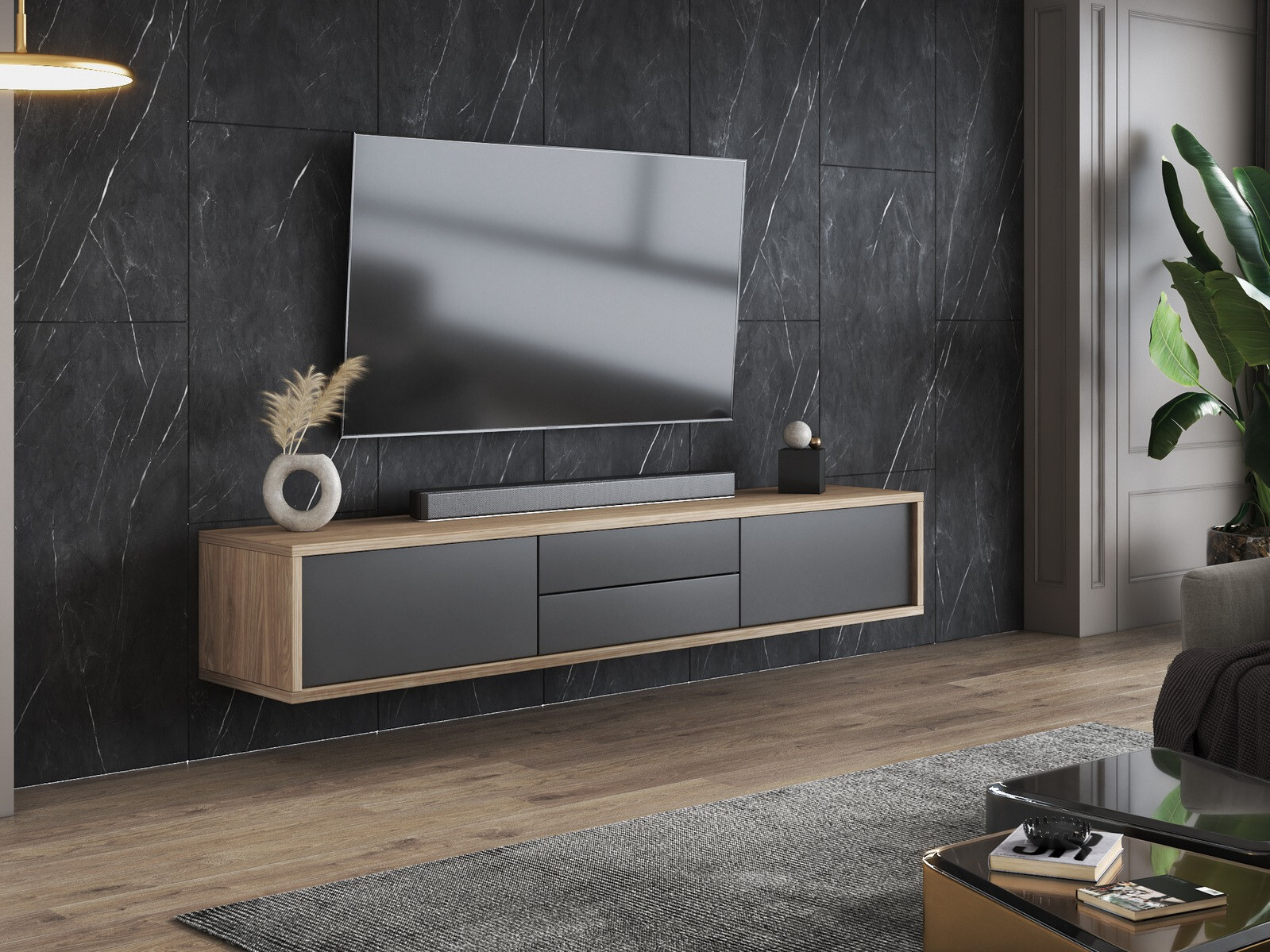 Mueble TV Austin 325 (Roble + Antracita)