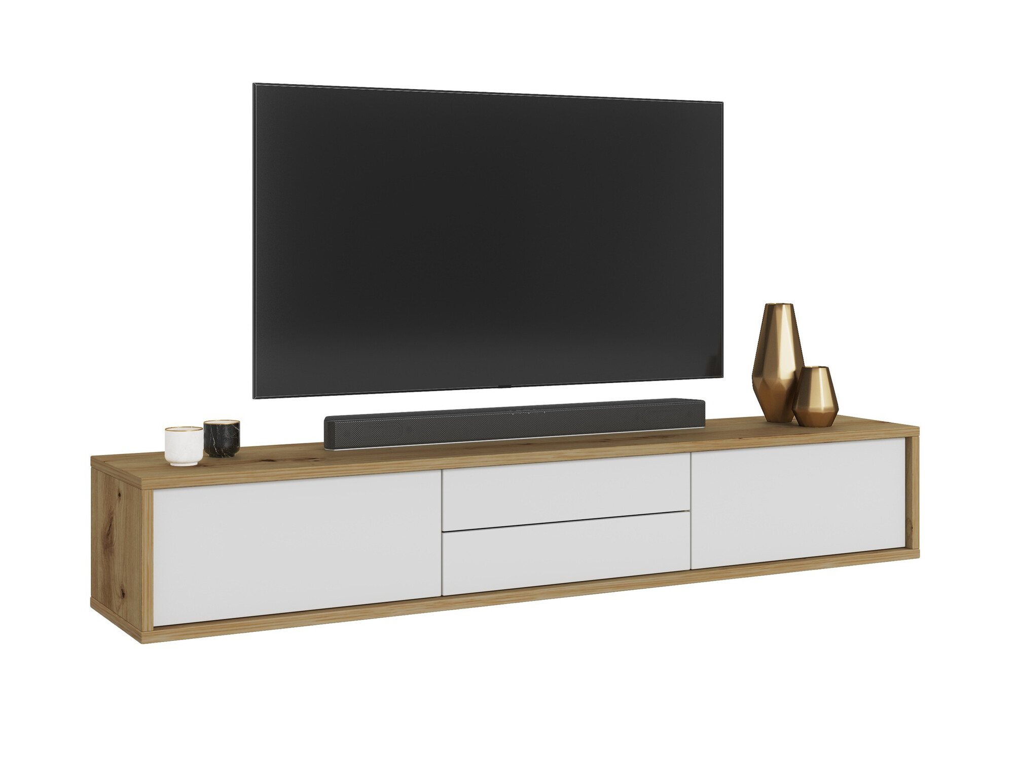 Mueble TV Austin 325 (Roble Artisan + Blanco)