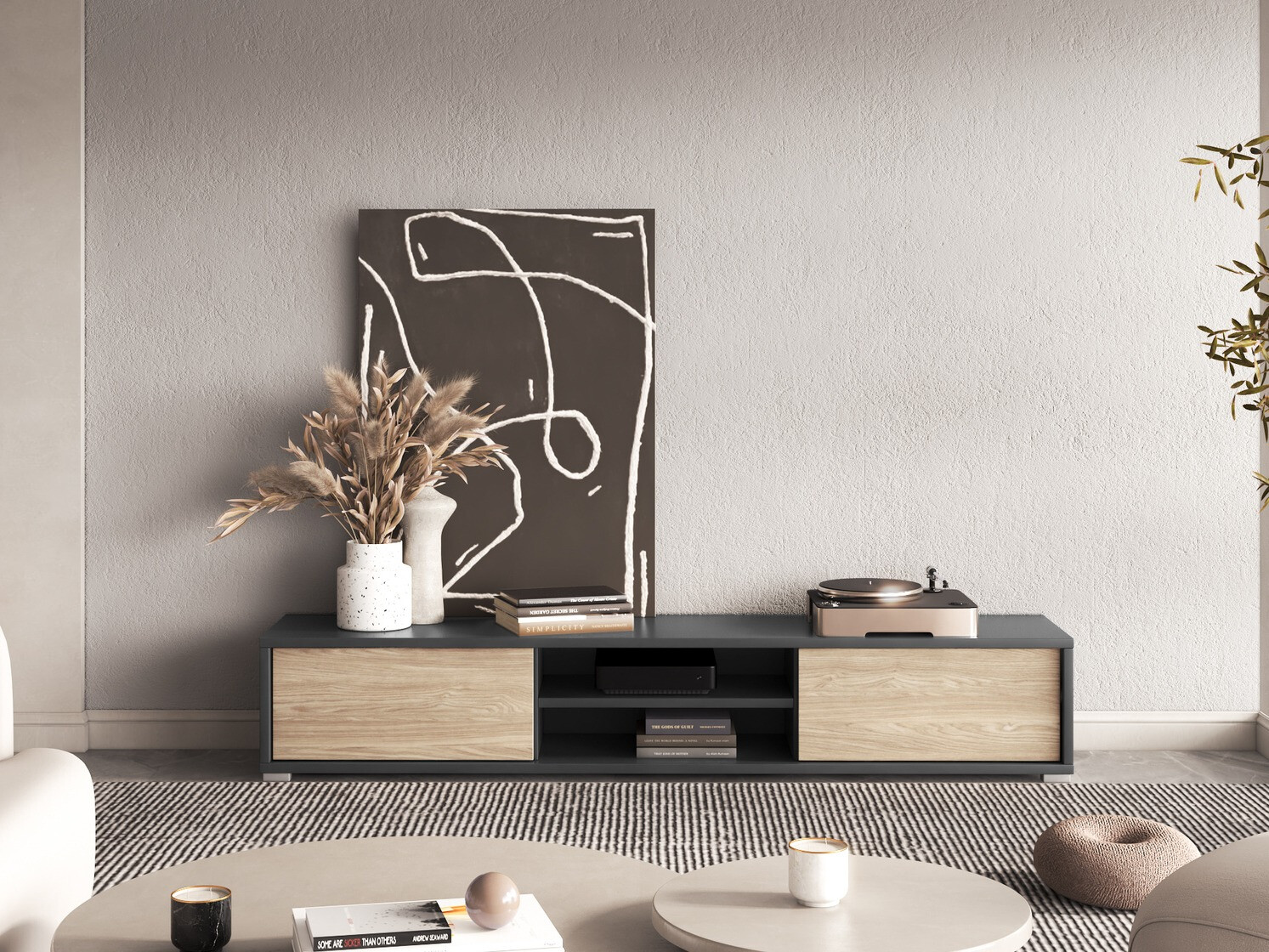 Mueble TV Austin 326 (Antracita + Roble)