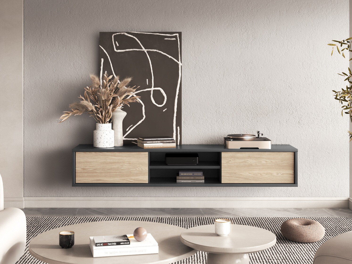 Mueble TV Austin 326 (Antracita + Roble)