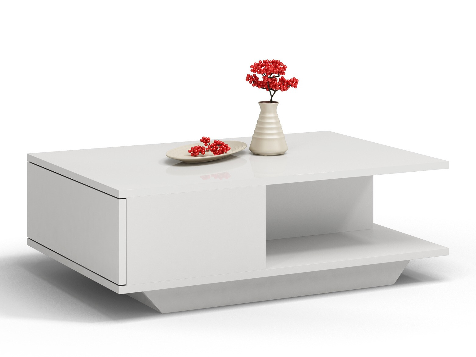 Mesa de centro Mandeville 205 (Blanco + Blanco brillante)