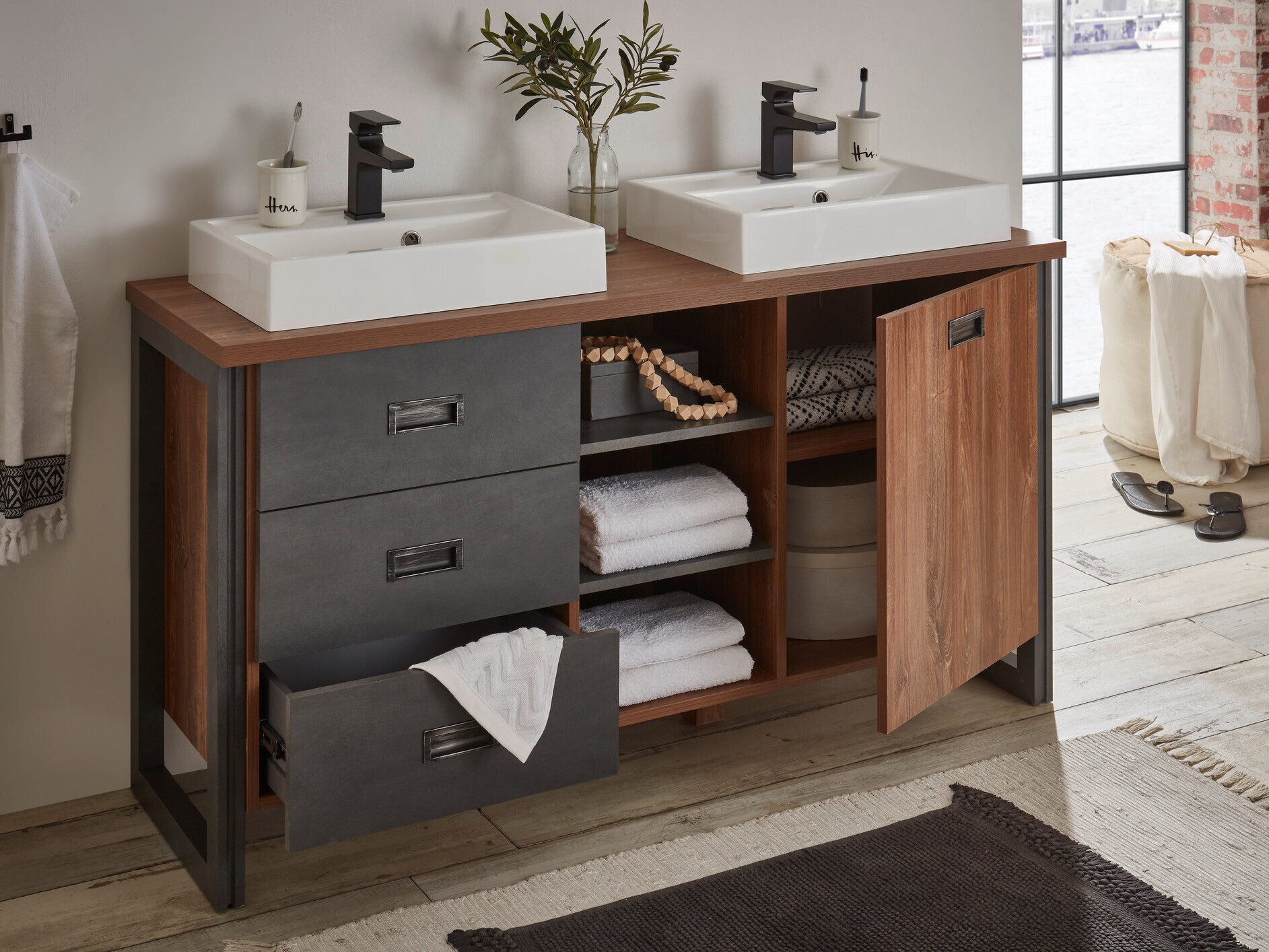 Armario de baño de pie para lavabo Virmeli 141