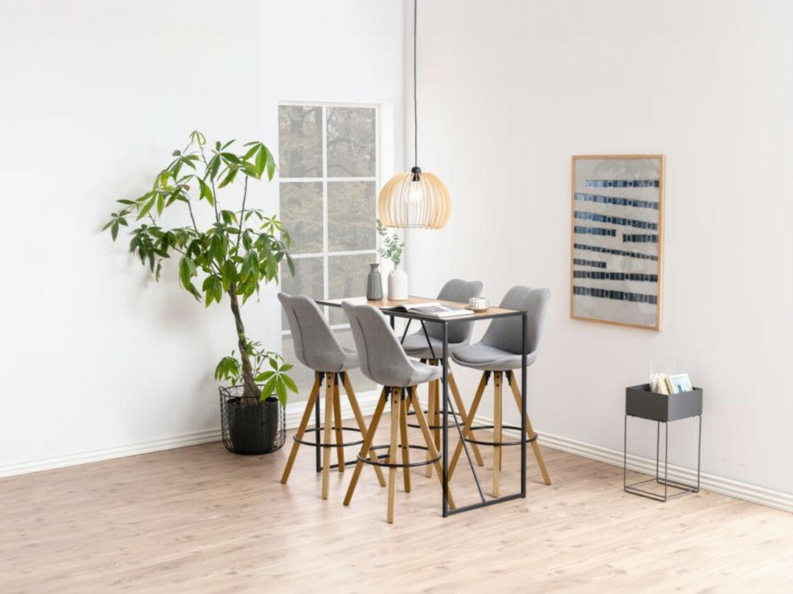 Conjunto de mesas y sillas para comedor Norsica 517 (Gris + Luminoso madera)