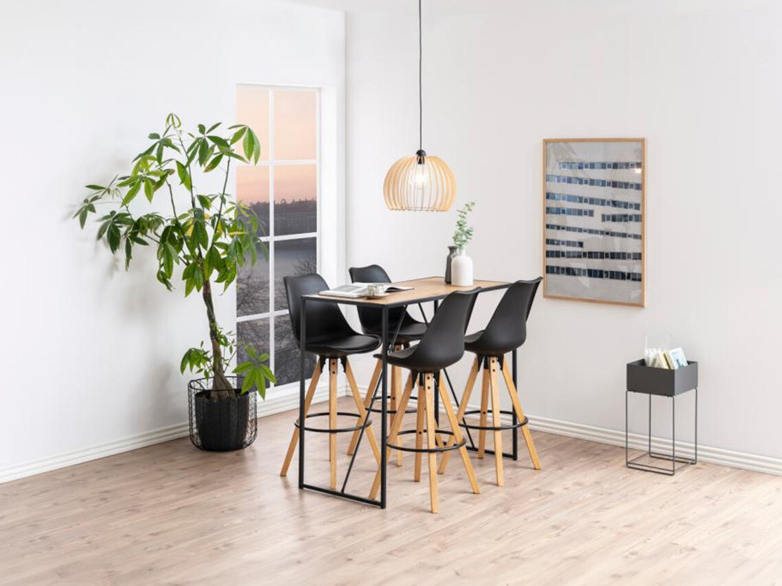 Conjunto de mesas y sillas para comedor Norsica 517 (Negro + Luminoso madera)