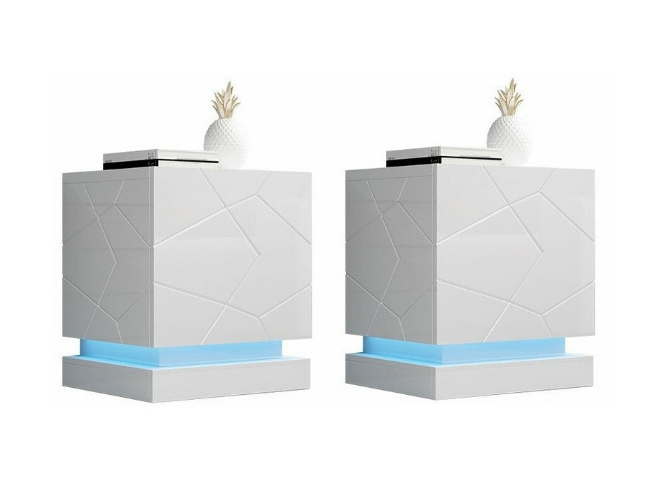 Conjunto de mesitas de noche Linar (Blanco + Blanco brillante)