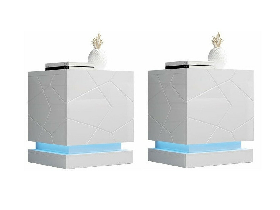 Conjunto de mesitas de noche Linar (Blanco + Blanco brillante)