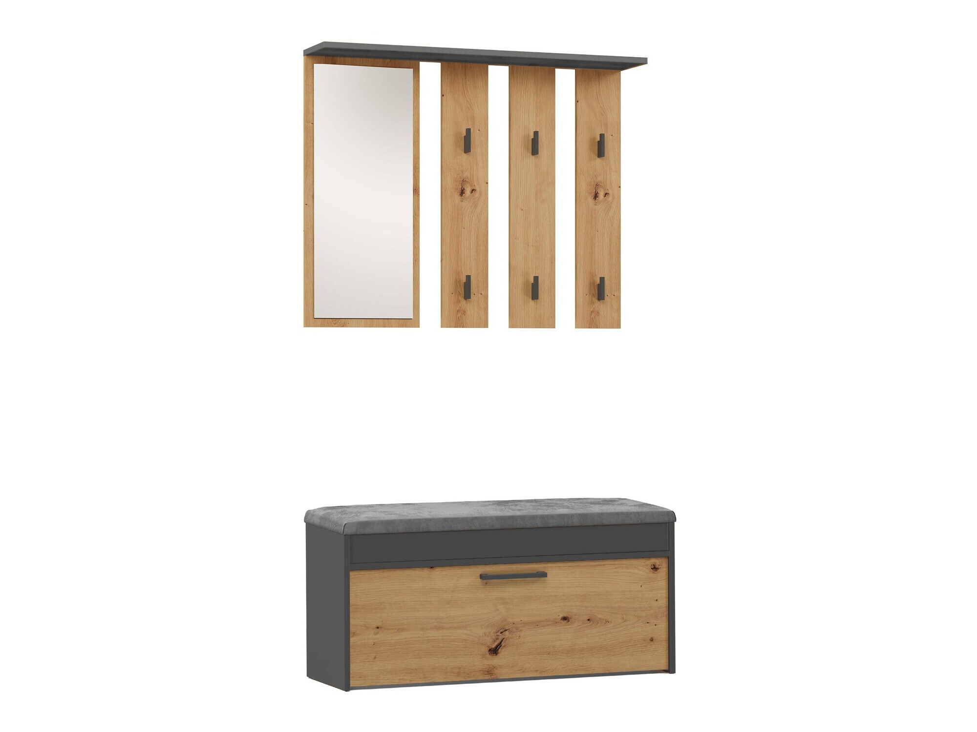 Conjunto para recibidor Mandeville 218 (Antracita + Roble Artisan)