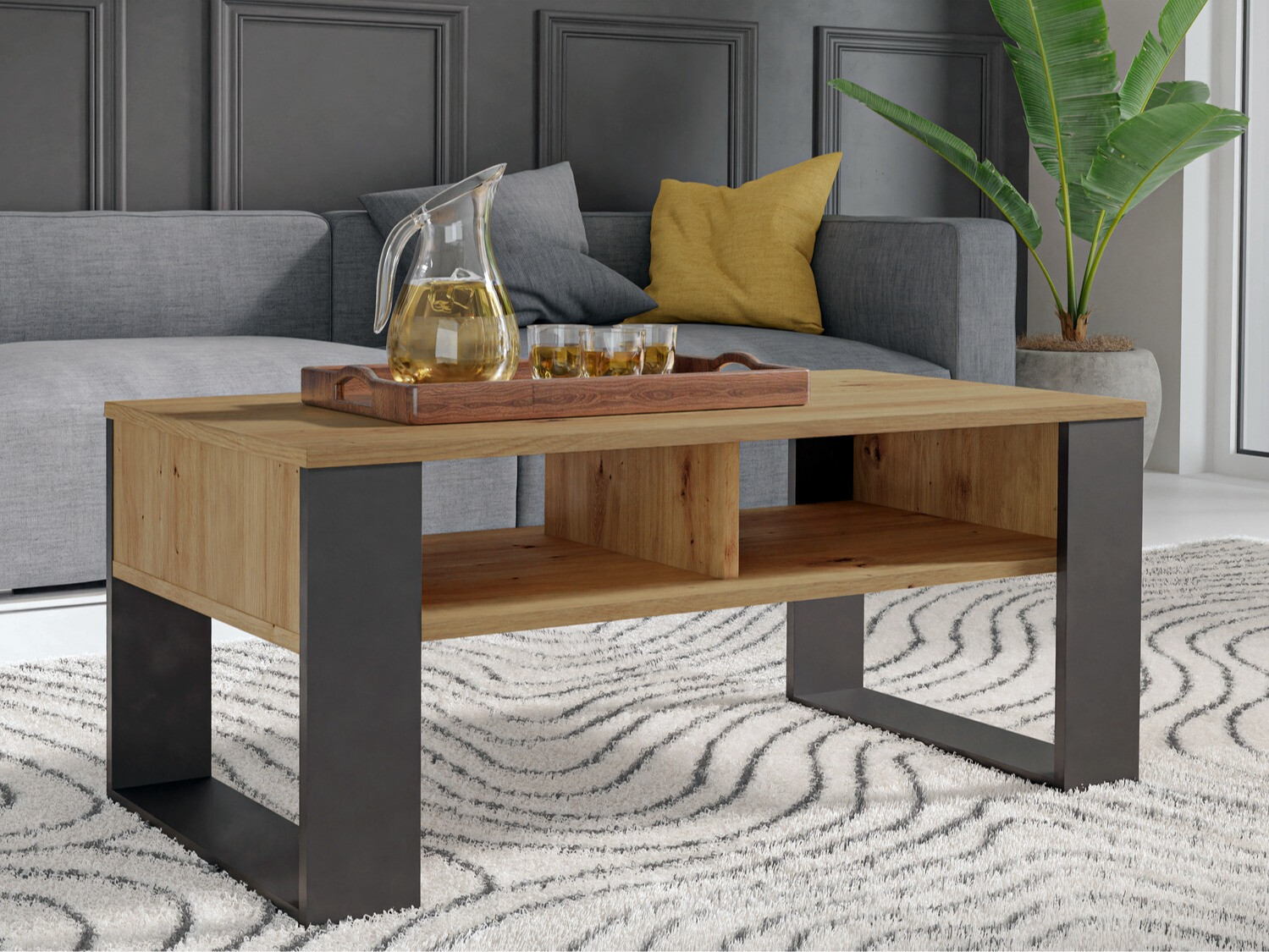Mesa de centro Mandeville 209 (Roble Artisan + Negro)