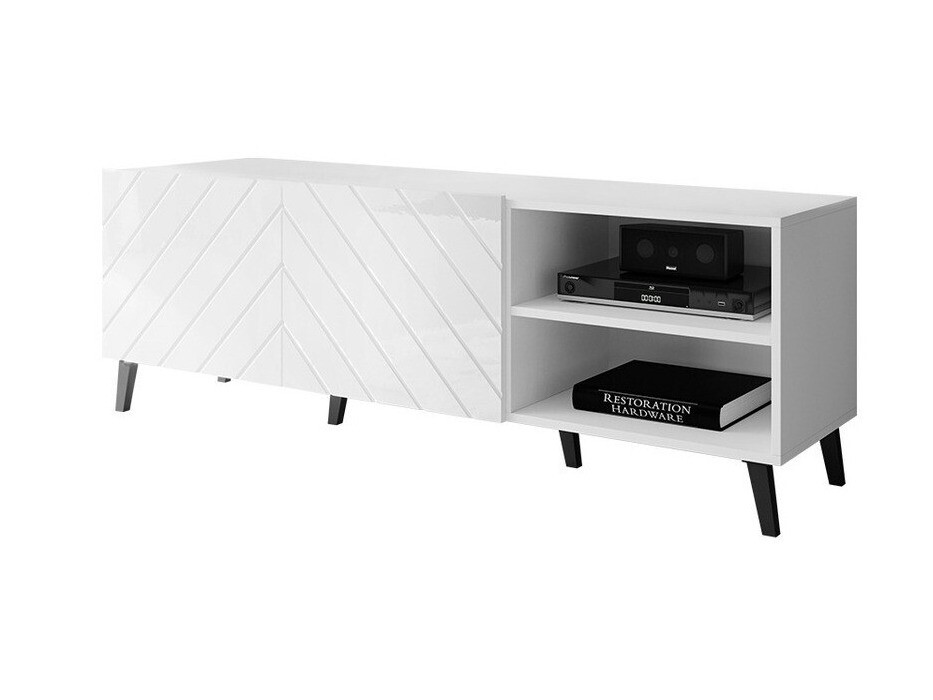 Mueble TV Charlotte 144 (Blanco + Blanco brillante)