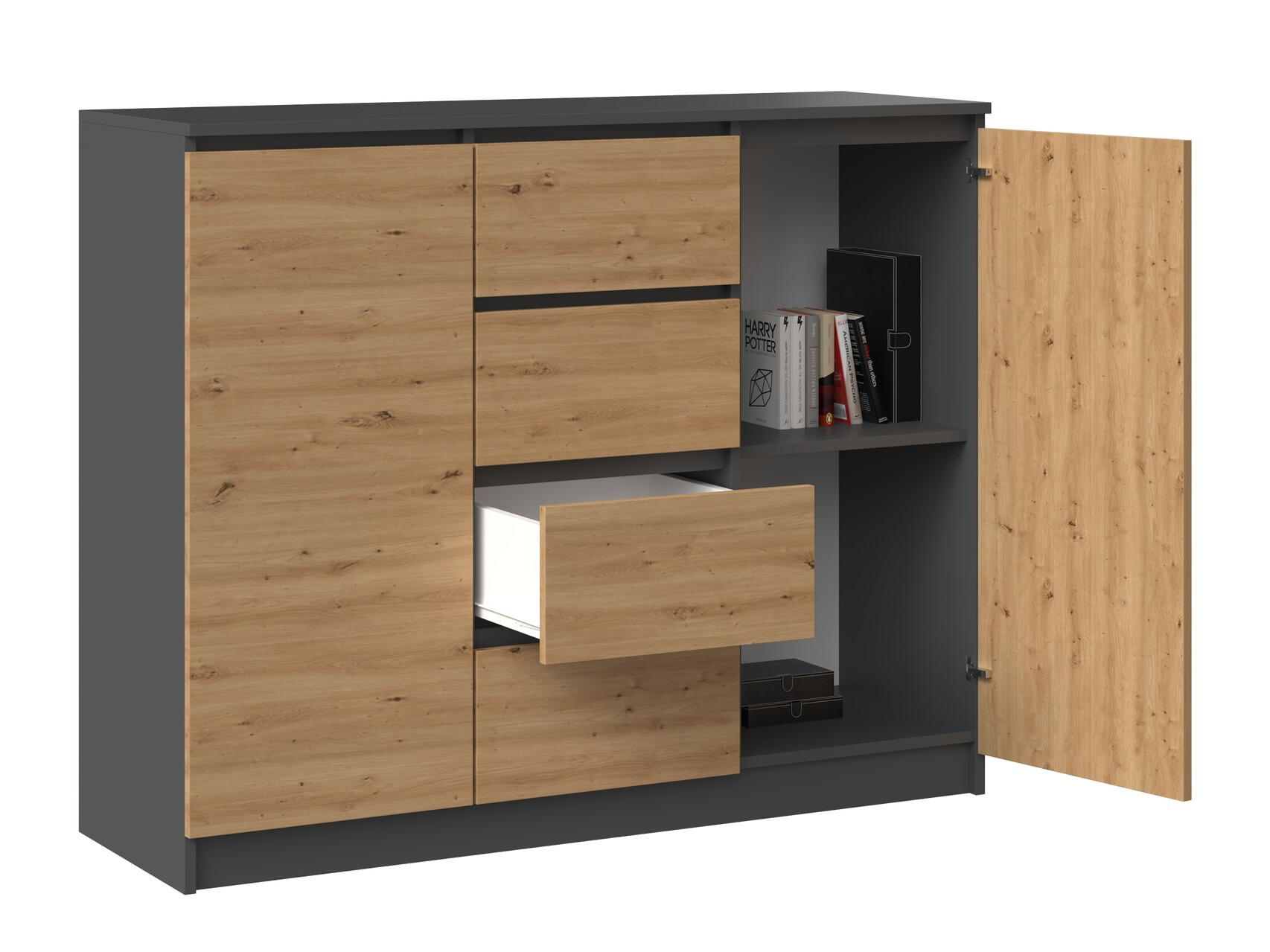 Cómoda Elbvelu 113 (Antracita + Roble Artisan)