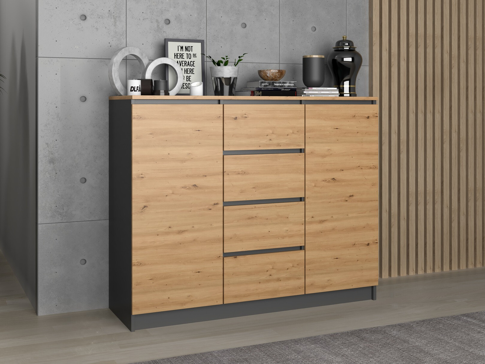 Cómoda Elbvelu 113 (Roble Artisan + Antracita)