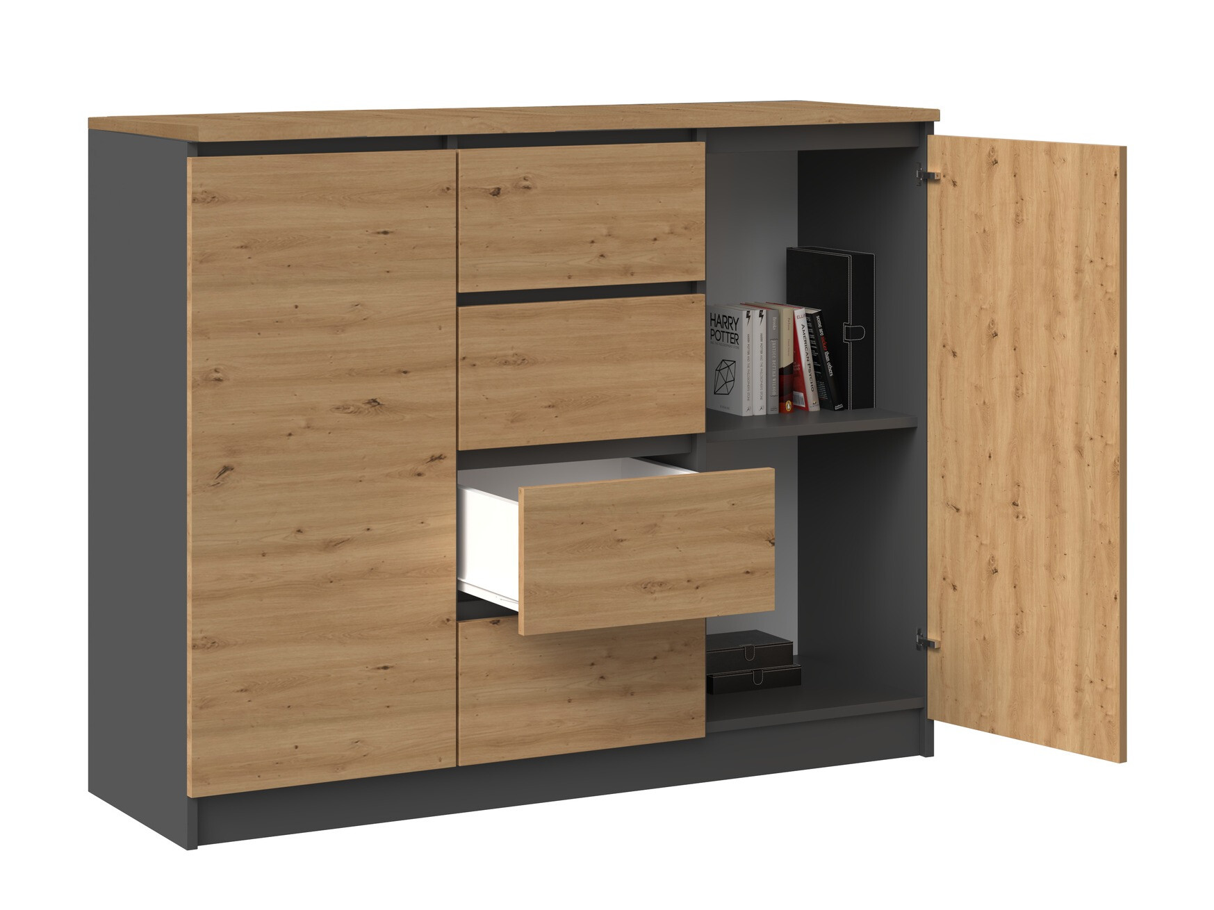 Cómoda Elbvelu 113 (Roble Artisan + Antracita)